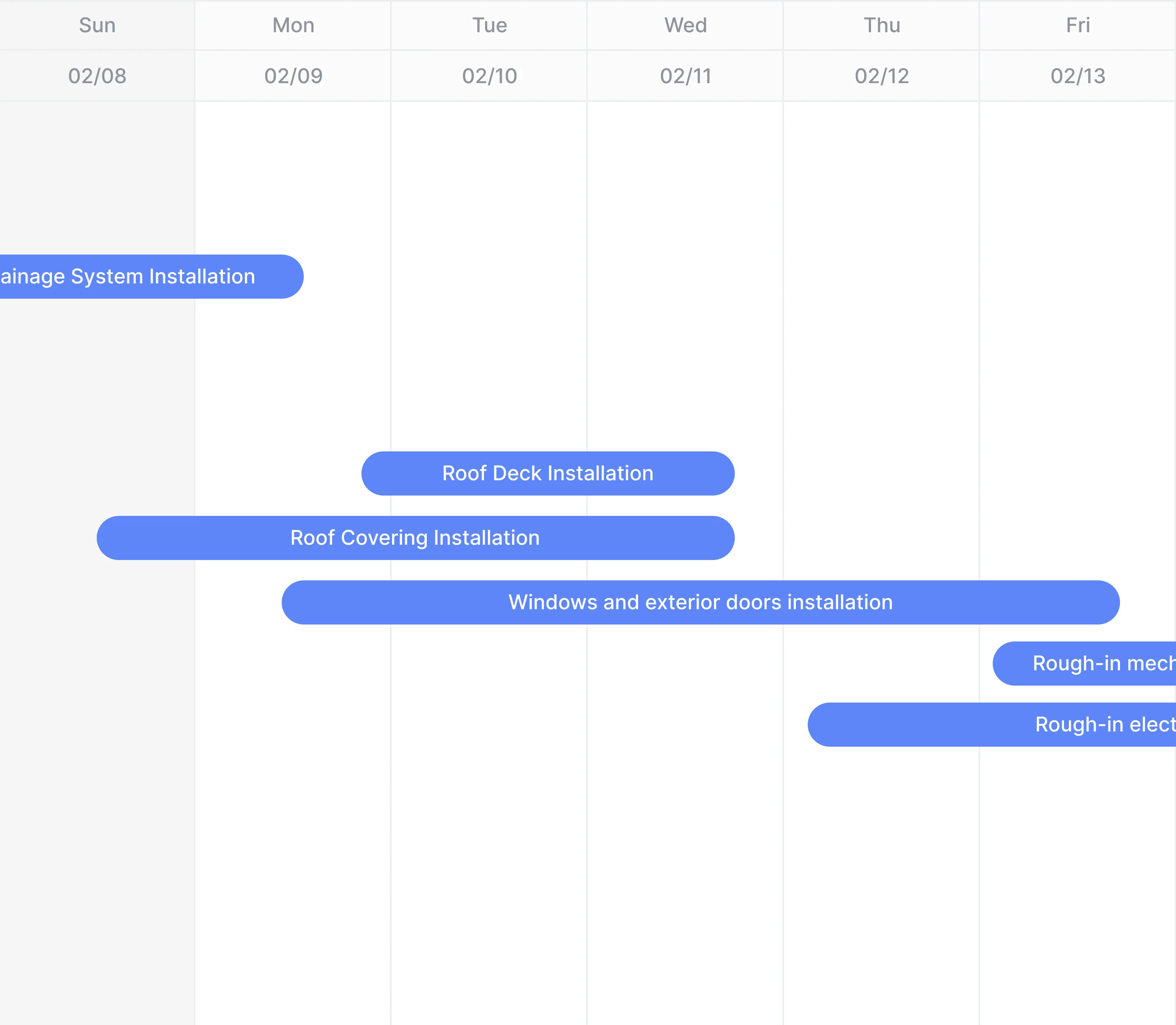 Capital project Gantt chart preview