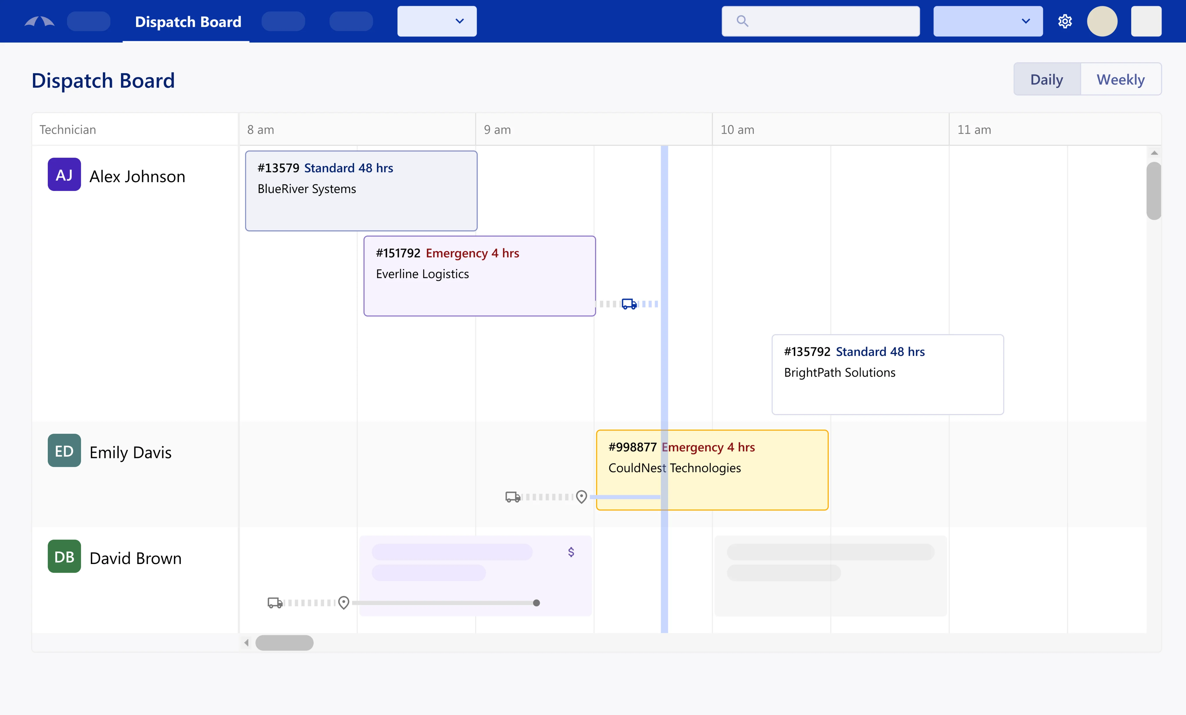 Dispatch board preview