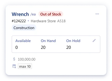 Inventory tracking card preview